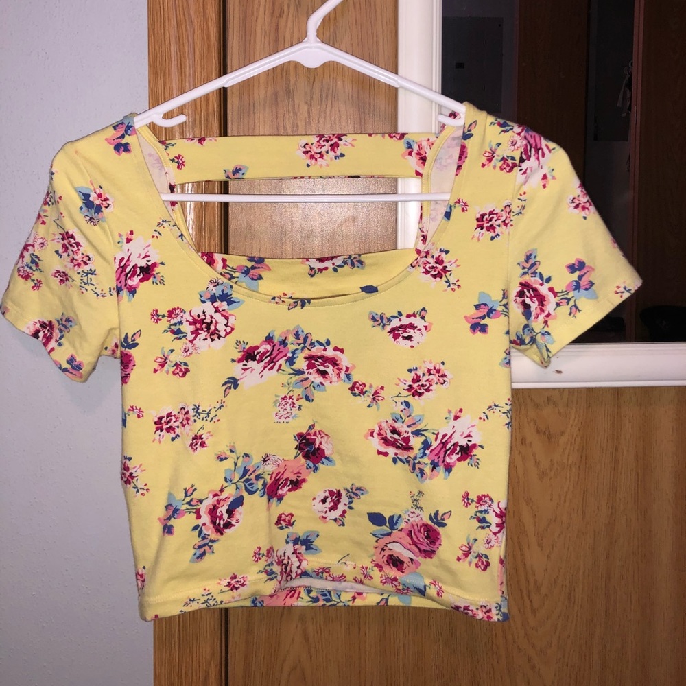 Yellow floral crop top